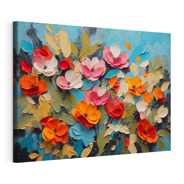 Cuadros Cuadros Cuadro de flores sobre fondo azul (SKU: s42255)