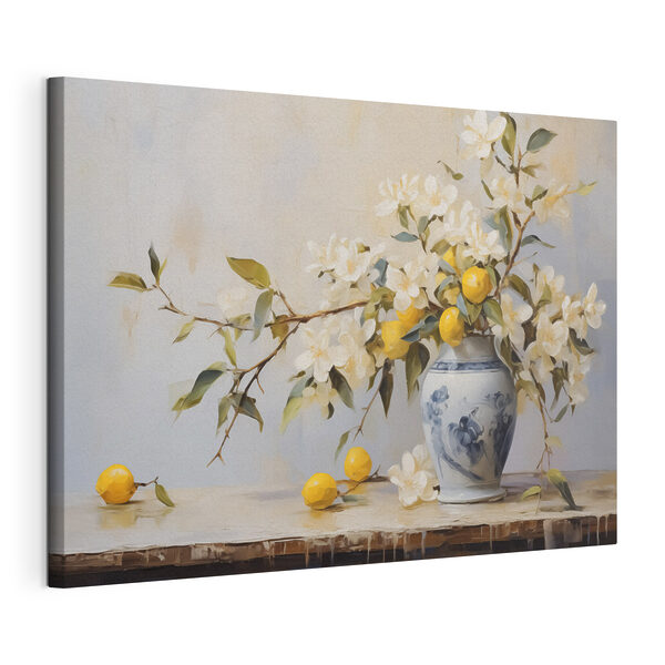 Cuadro de un jarrón con flores y limones Cuadros Cuadro de un jarrón con flores y limones