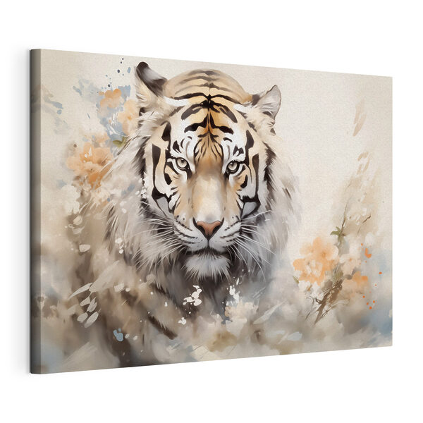 Cuadros Un tigre con flores al fondo (SKU: s42421) Cuadros Cuadros Un tigre con flores al fondo (SKU: s42421)