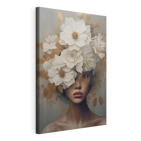 Cuadros Cuadro de una mujer con flores en la cabeza