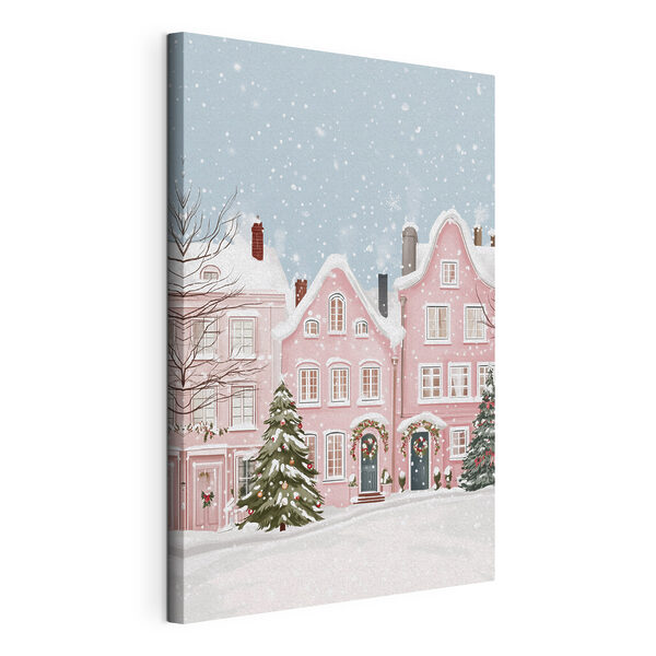 Cuadros Cuadros Casa rosa cubierta de nieve (SKU: s42793)