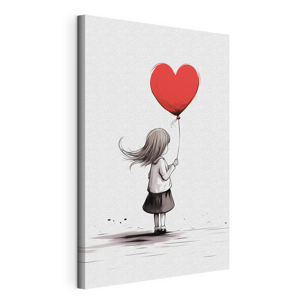 Cuadros Cuadros Niña con un globo con forma de corazón (SKU: s42872)