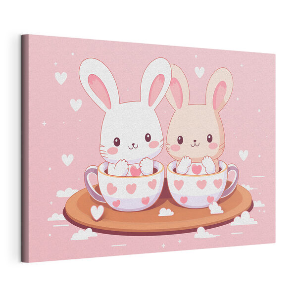 Cuadros Dos conejos de dibujos animados en tazas de té (SKU: s42874) Cuadros Cuadros Dos conejos de dibujos animados en tazas de té (SKU: s42874)
