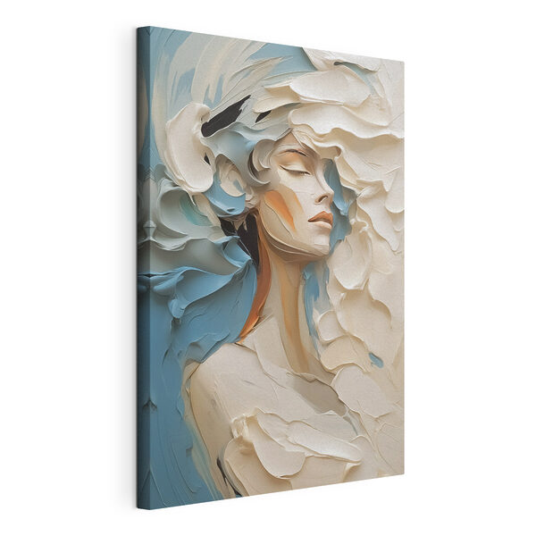 Cuadro de una mujer pintado con pintura blanca y azul Cuadros Cuadro de una mujer pintado con pintura blanca y azul