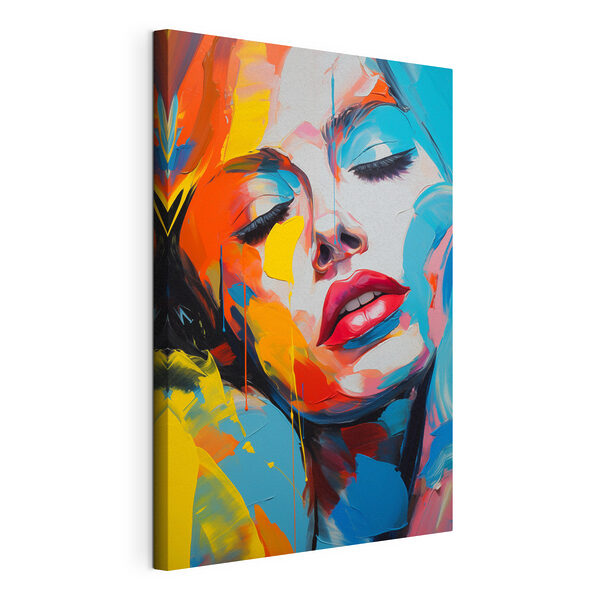 Cuadros Cuadro de una mujer con pintura de colores en la cara
