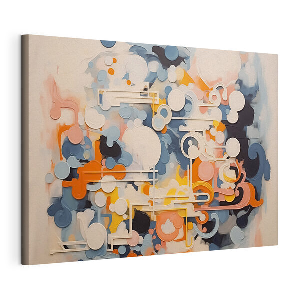 Cuadros Obra de arte colorida con líneas y círculos blancos (SKU: s43227) Cuadros Cuadros Obra de arte colorida con líneas y círculos blancos (SKU: s43227)