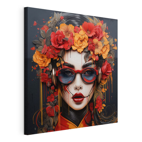 Cuadros Mujer con flores en el pelo y gafas (SKU: s43362) Cuadros Cuadros Mujer con flores en el pelo y gafas (SKU: s43362)