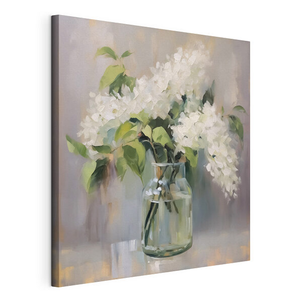 Cuadro de un ramo de flores blancas en un jarrón de cristal Cuadros Cuadro de un ramo de flores blancas en un jarrón de cristal