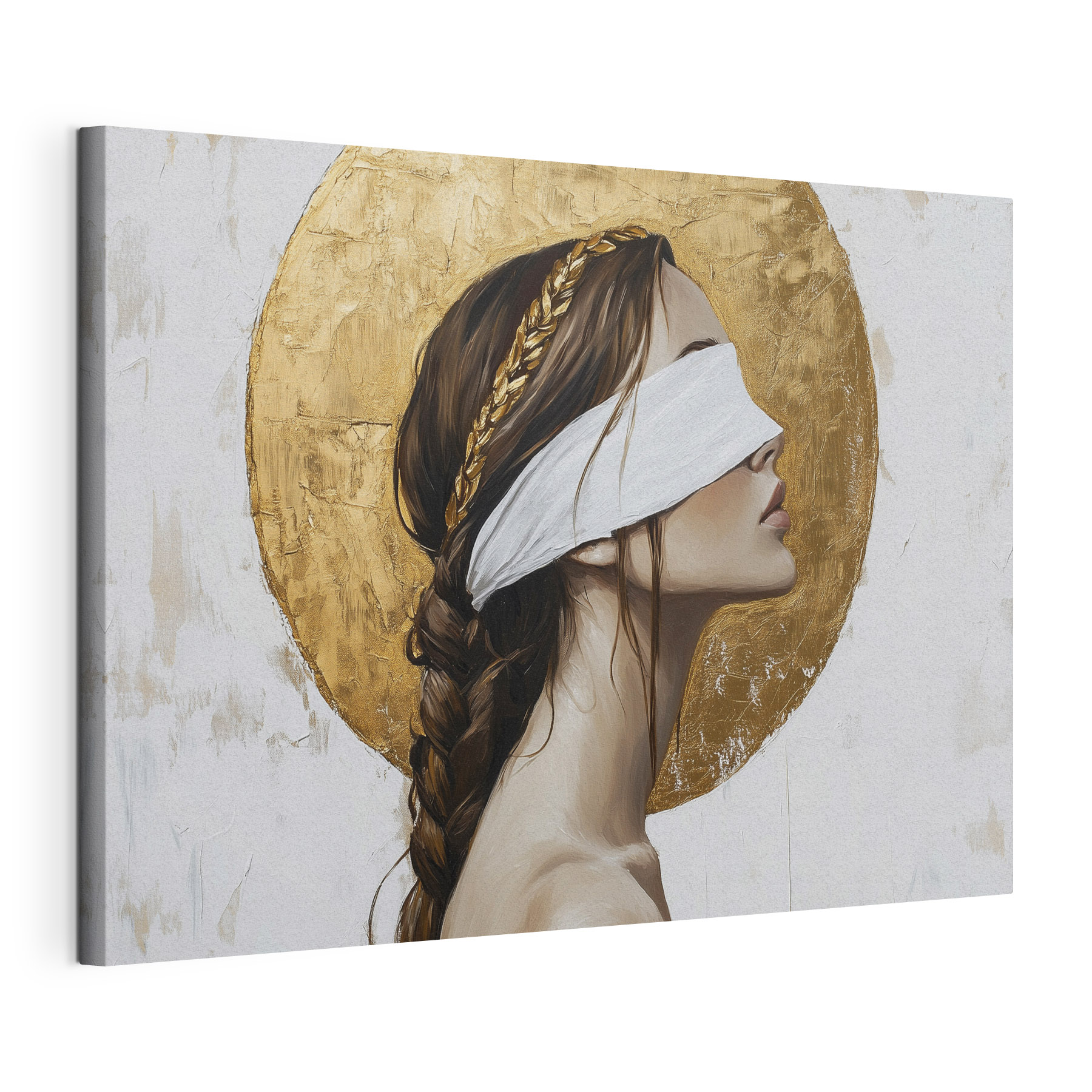 Painting of a woman with a blindfold