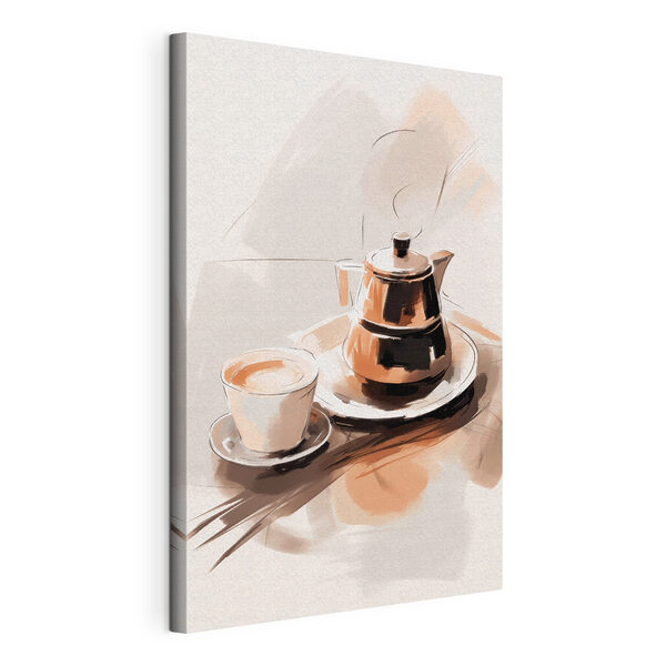 Cuadros Una tetera y una taza en un plato