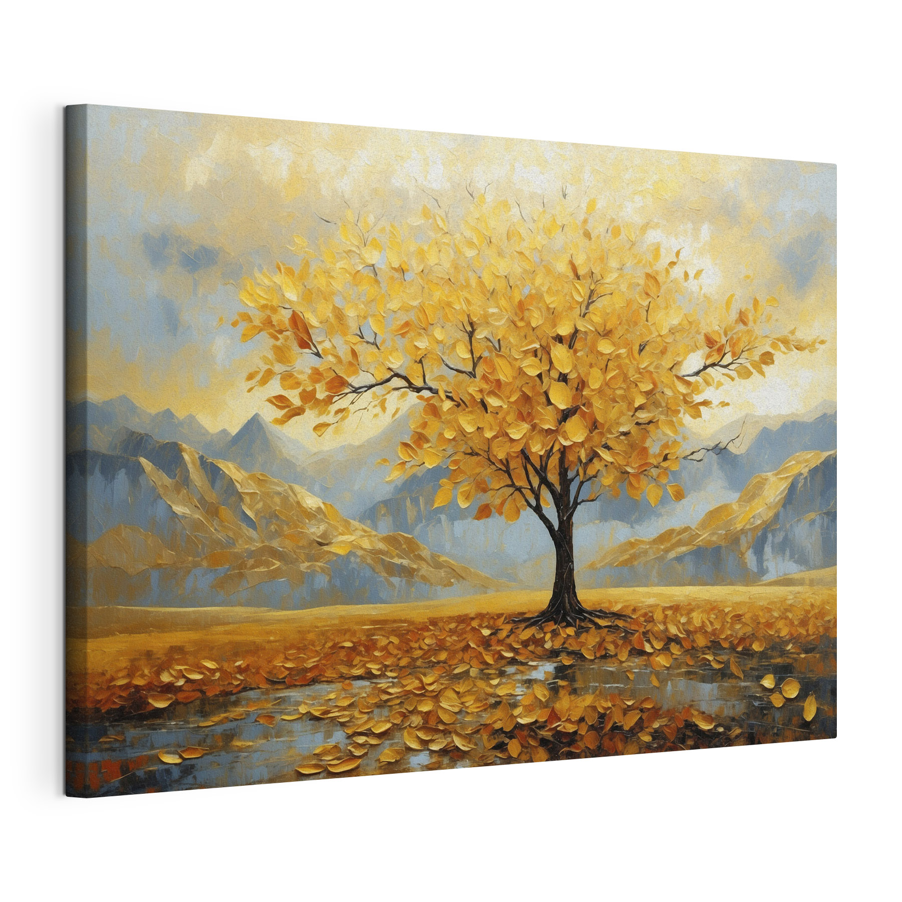 Tree with yellow leaves in a field Tree with yellow leaves in a field