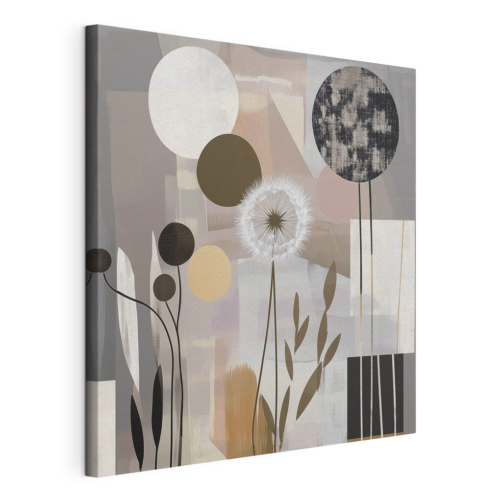 Painting of flowers and geometric shapes