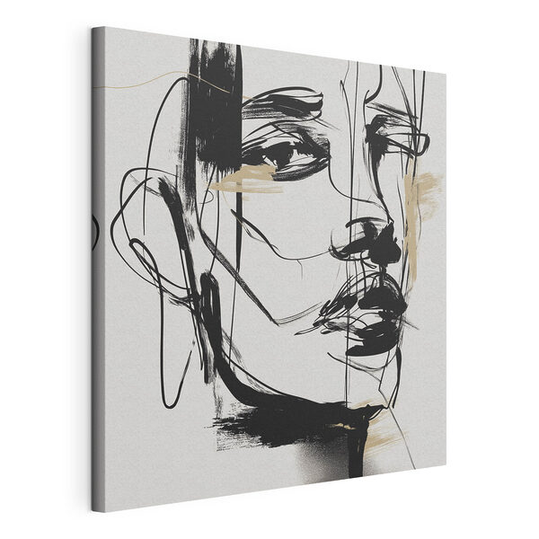 Dibujo en blanco y negro del rostro de una mujer Cuadros Dibujo en blanco y negro del rostro de una mujer