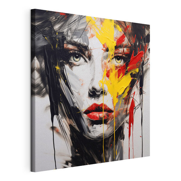 Cuadro que representa el rostro de una mujer pintado con colores rojo, amarillo y negro Cuadros Cuadro que representa el rostro de una mujer pintado con colores rojo, amarillo y negro
