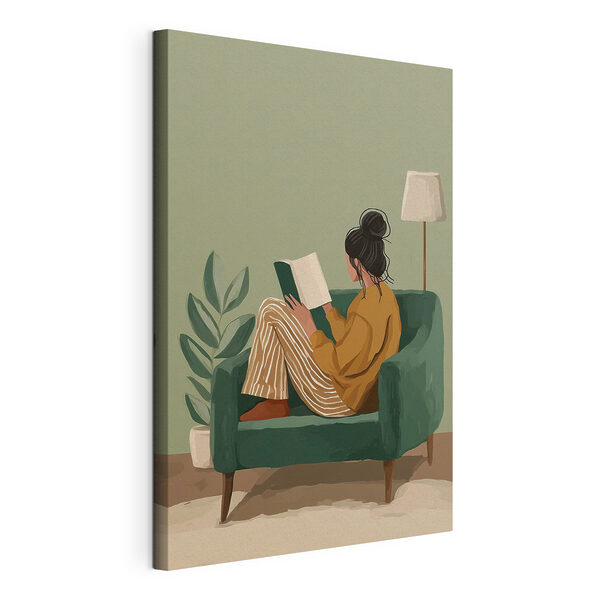 Mujer leyendo un libro en una silla Cuadros Mujer leyendo un libro en una silla