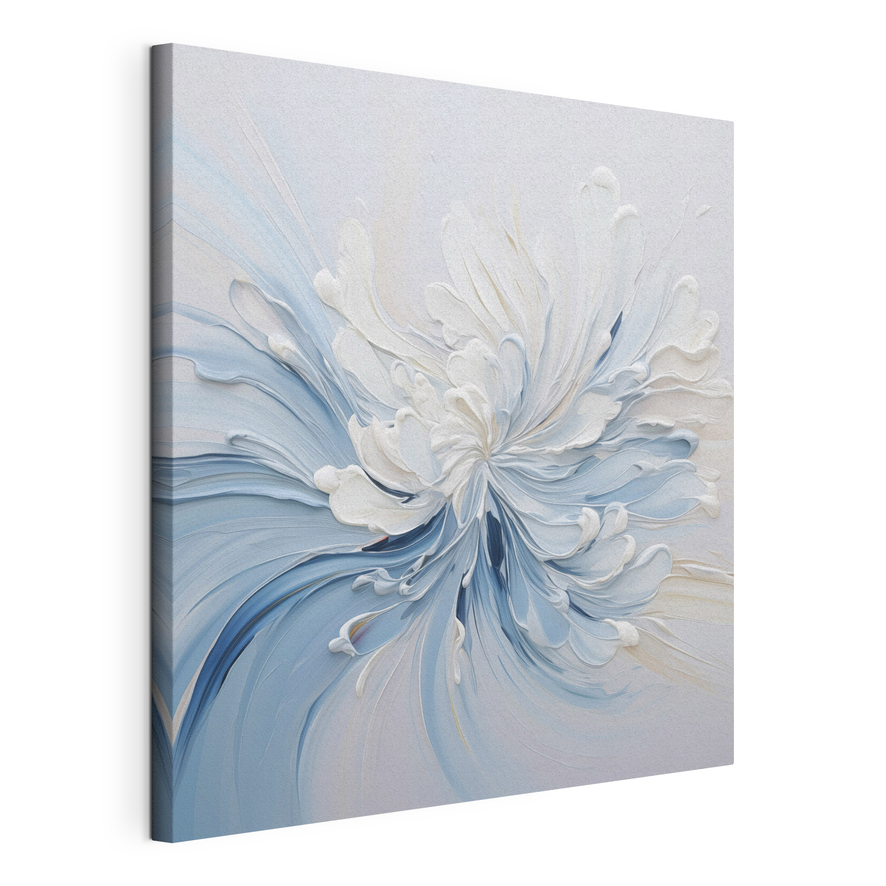 White and blue paint swirls