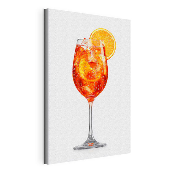Glass of orange drink with ice and a slice of orange