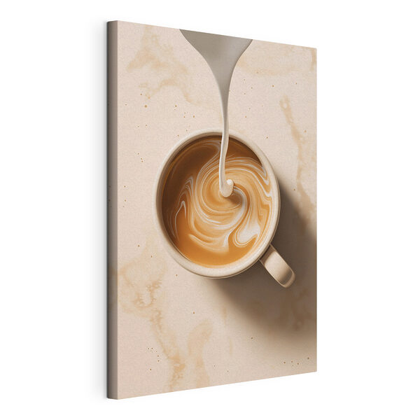 Una taza de café en la que se está vertiendo leche Cuadros Una taza de café en la que se está vertiendo leche
