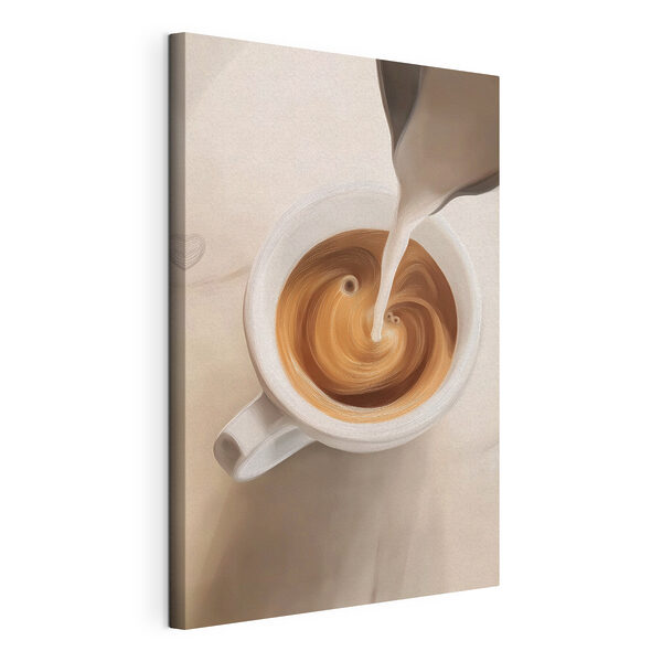 Una taza de café en la que se está vertiendo leche Cuadros Una taza de café en la que se está vertiendo leche