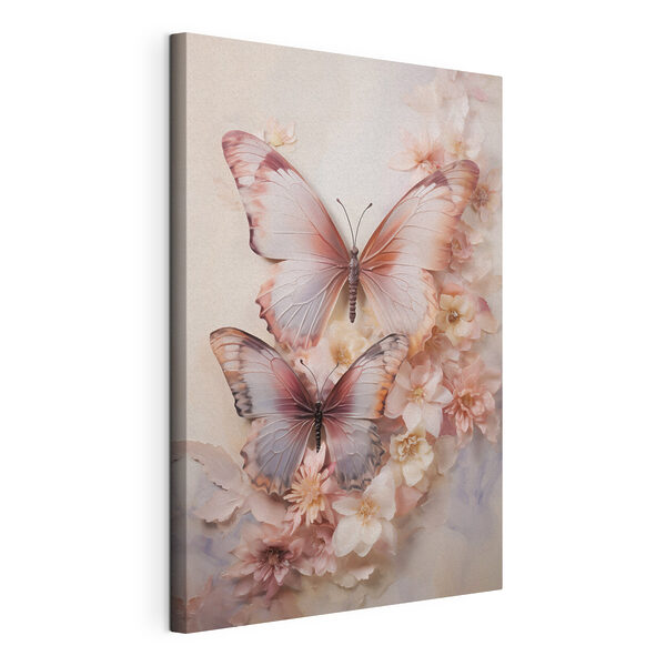 Mariposas en una pared con flores Cuadros Mariposas en una pared con flores