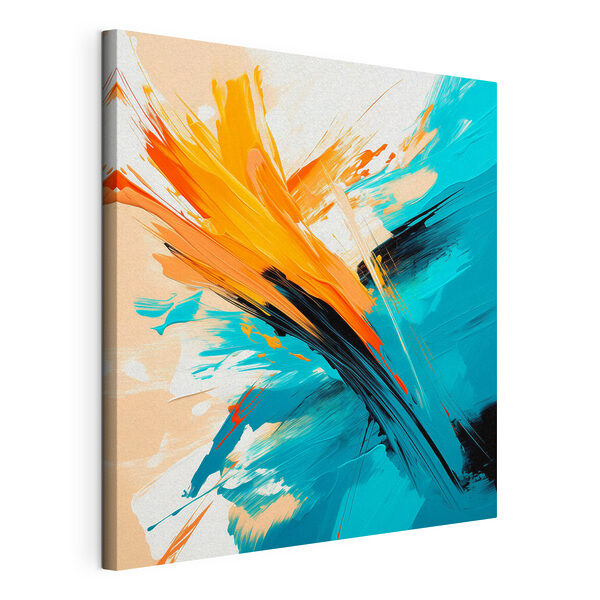 Cuadro pintado con pintura azul y naranja Cuadros Cuadro pintado con pintura azul y naranja