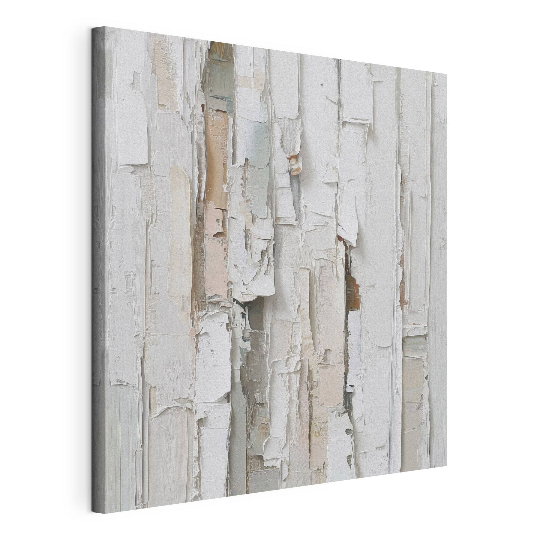 White painted wood with torn pieces of paper White painted wood with torn pieces of paper