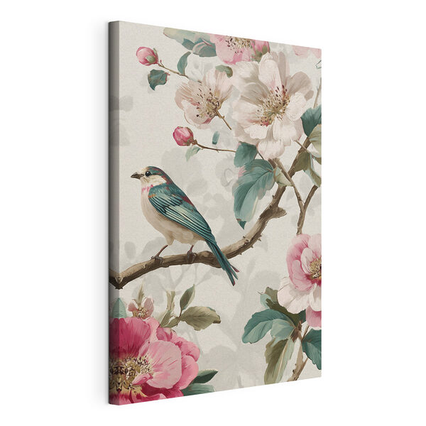 Cuadros Pájaro en una rama con flores
