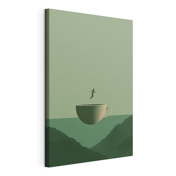Una persona que se lanza a una taza Una persona que se lanza a una taza