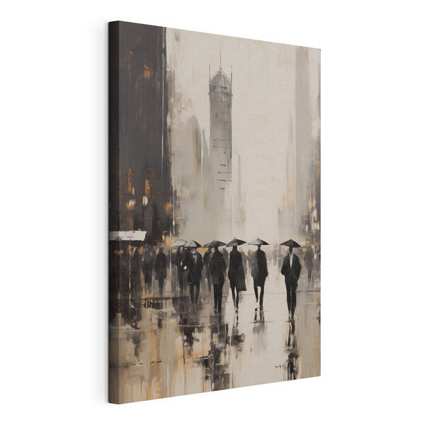 Group of people walking with umbrellas Group of people walking with umbrellas