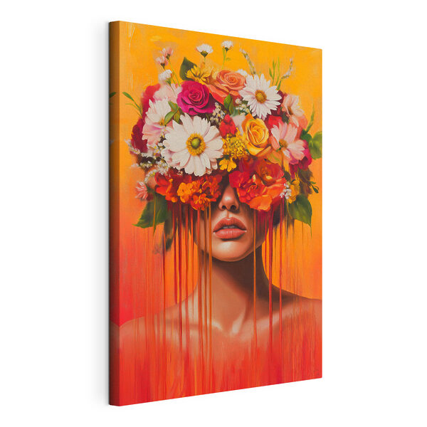 Cuadro de una mujer con flores en la cabeza Cuadros Cuadro de una mujer con flores en la cabeza