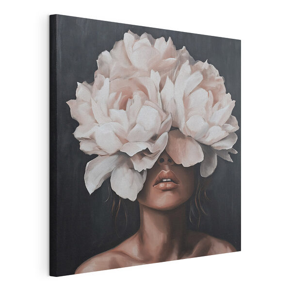 Painting of a woman with flowers on her head Painting of a woman with flowers on her head