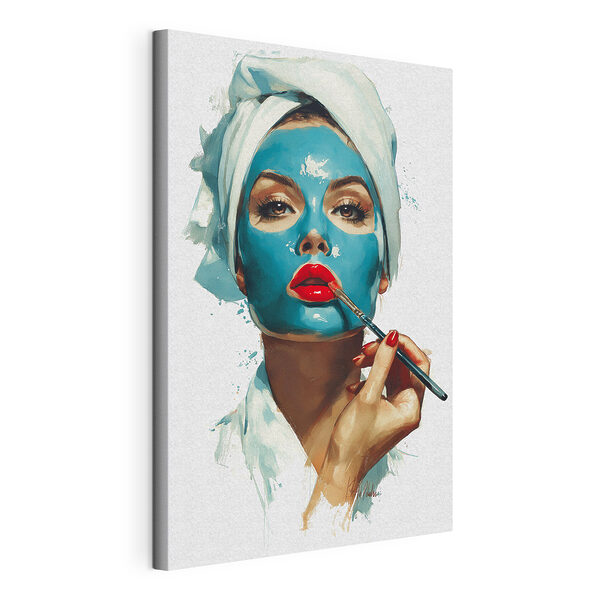 Mujer con una mascarilla azul puesta Cuadros Mujer con una mascarilla azul puesta