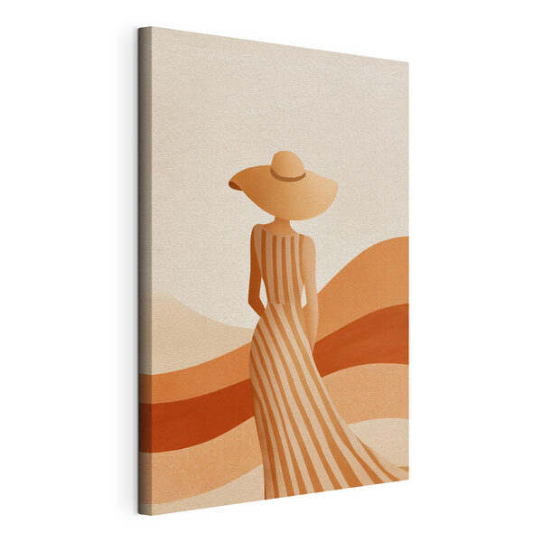 Cuadros Mujer con sombrero y vestido