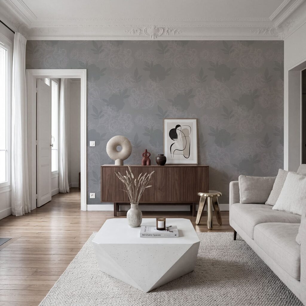 Diseño floral en gris y blanco Diseño floral en gris y blanco