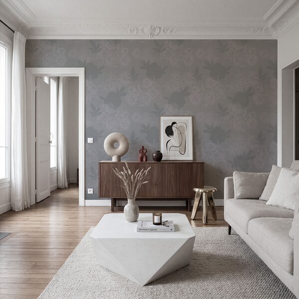 Diseño floral en gris y blanco Diseño floral en gris y blanco