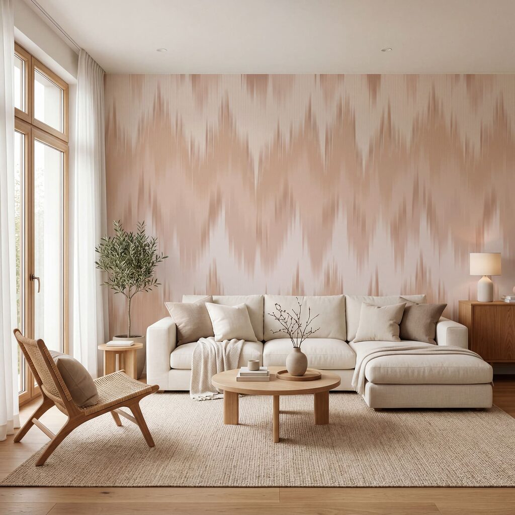 Diseño en zigzag rosa y blanco