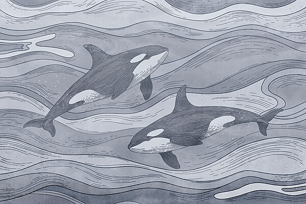 Group of whales swimming in the water
