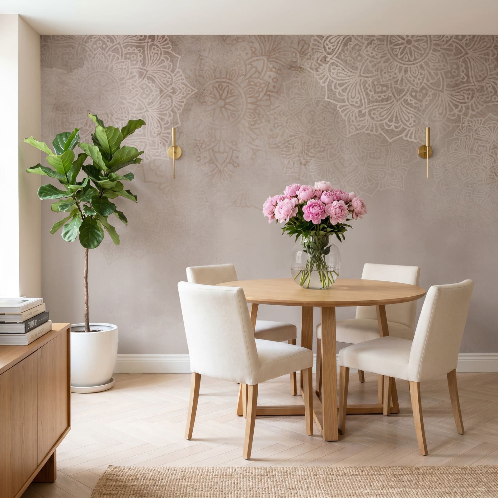 Fondo blanco y rosa con mandalas blancos Fondo blanco y rosa con mandalas blancos