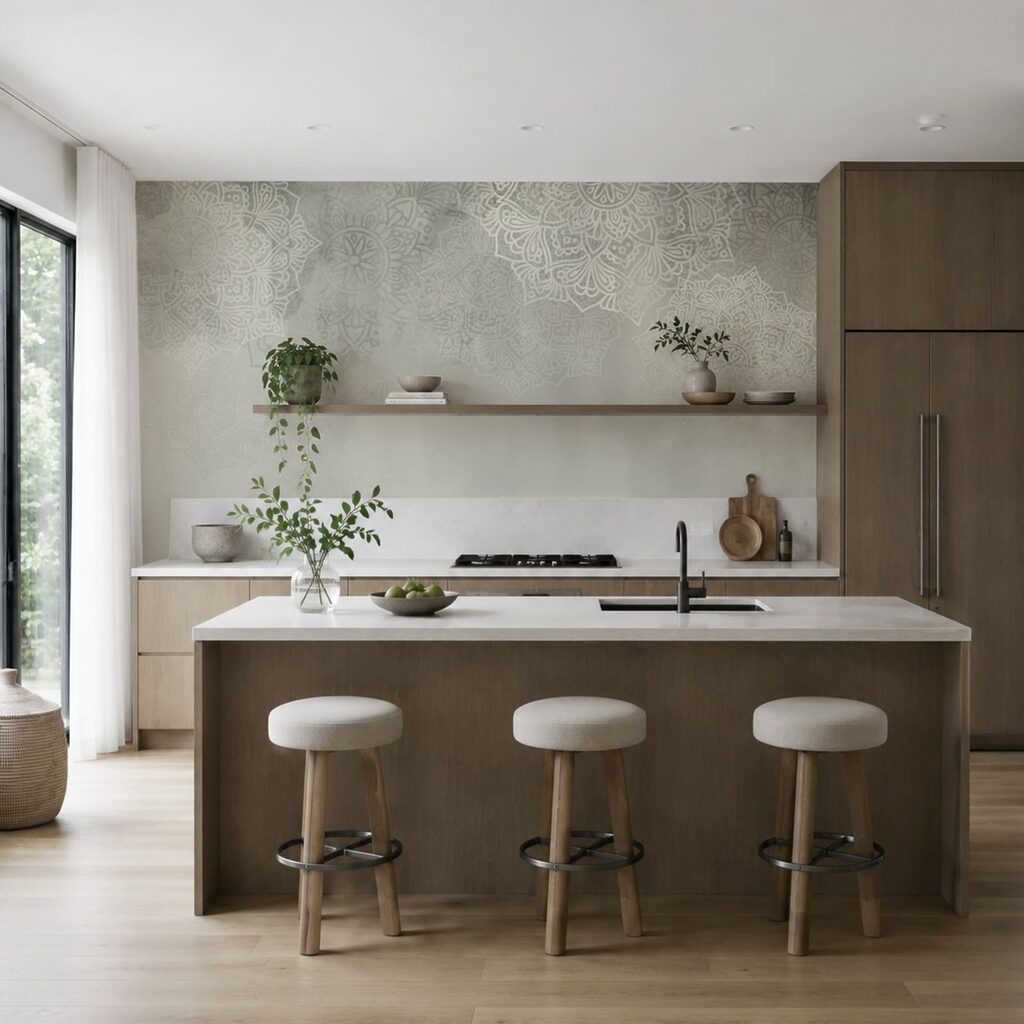 Fondo blanco y gris con mandalas blancos Fondo blanco y gris con mandalas blancos