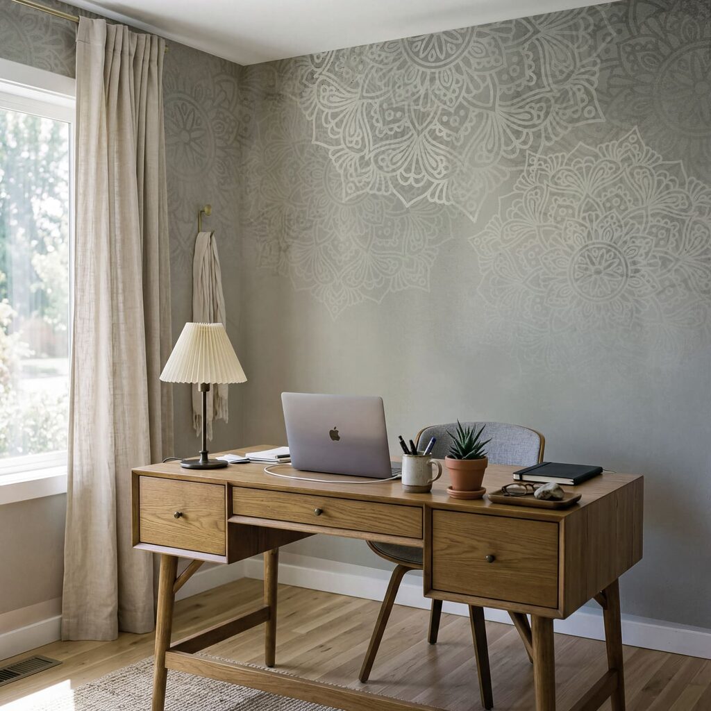 Fondo blanco y gris con mandalas blancos Fondo blanco y gris con mandalas blancos