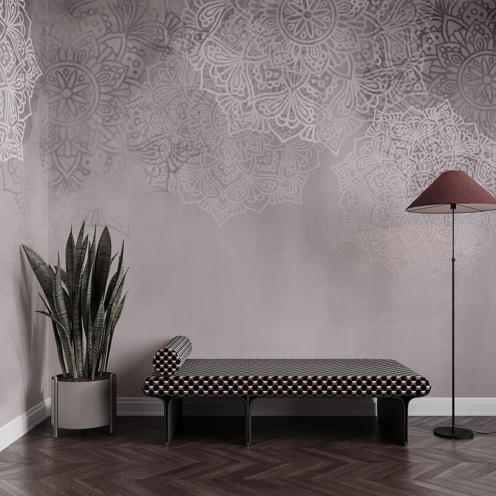 Fondo blanco y rosa con mandalas blancos Fondo blanco y rosa con mandalas blancos