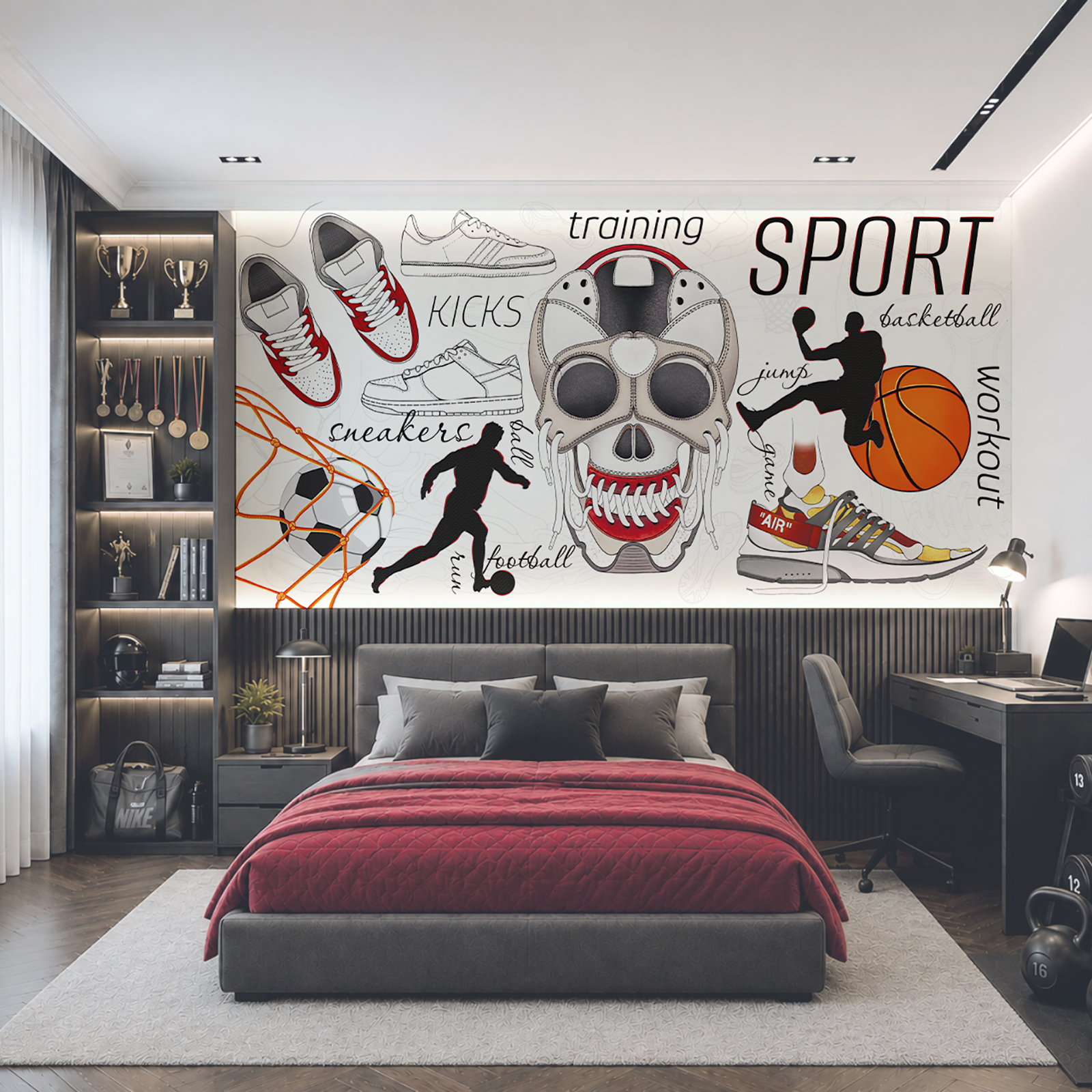 Calavera con una pelota y zapatillas Calavera con una pelota y zapatillas