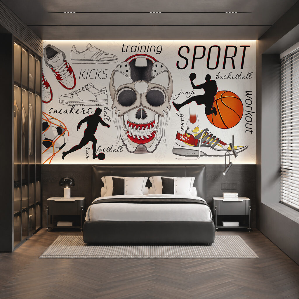 Calavera con una pelota y zapatillas Calavera con una pelota y zapatillas