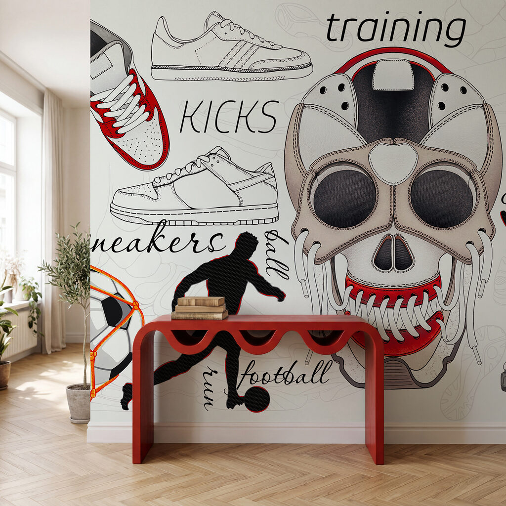 Calavera con una pelota y zapatillas Calavera con una pelota y zapatillas