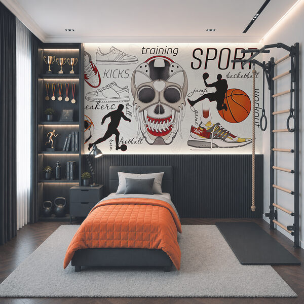 Calavera con una pelota y zapatillas Calavera con una pelota y zapatillas