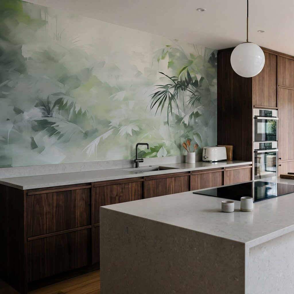 Wall mural Painting of a forest of trees Wall mural Painting of a forest of trees