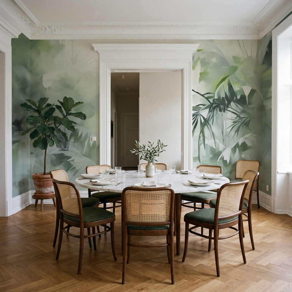 Wall mural Painting of a forest of trees Wall mural Painting of a forest of trees