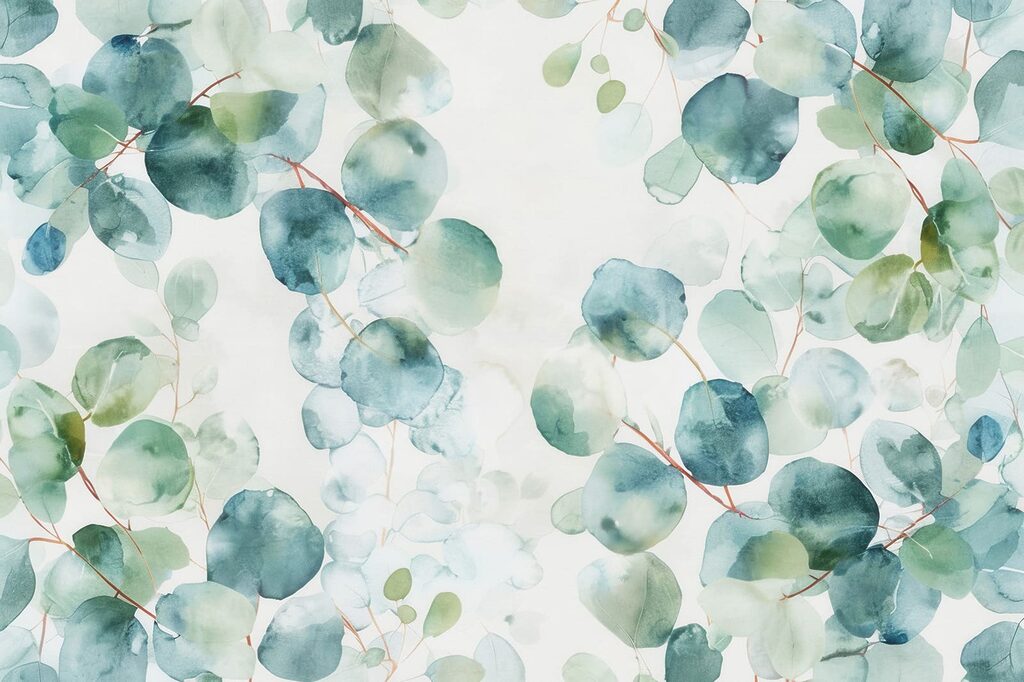 Delicate leaves in soft watercolor hues