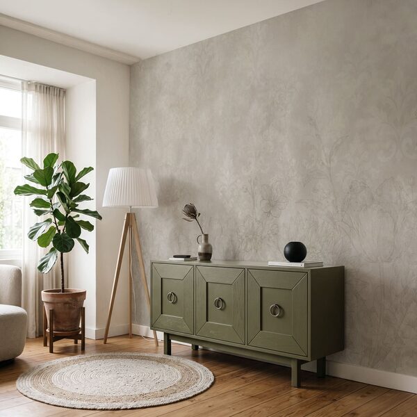 Papel pintado blanco con flores Papel pintado blanco con flores
