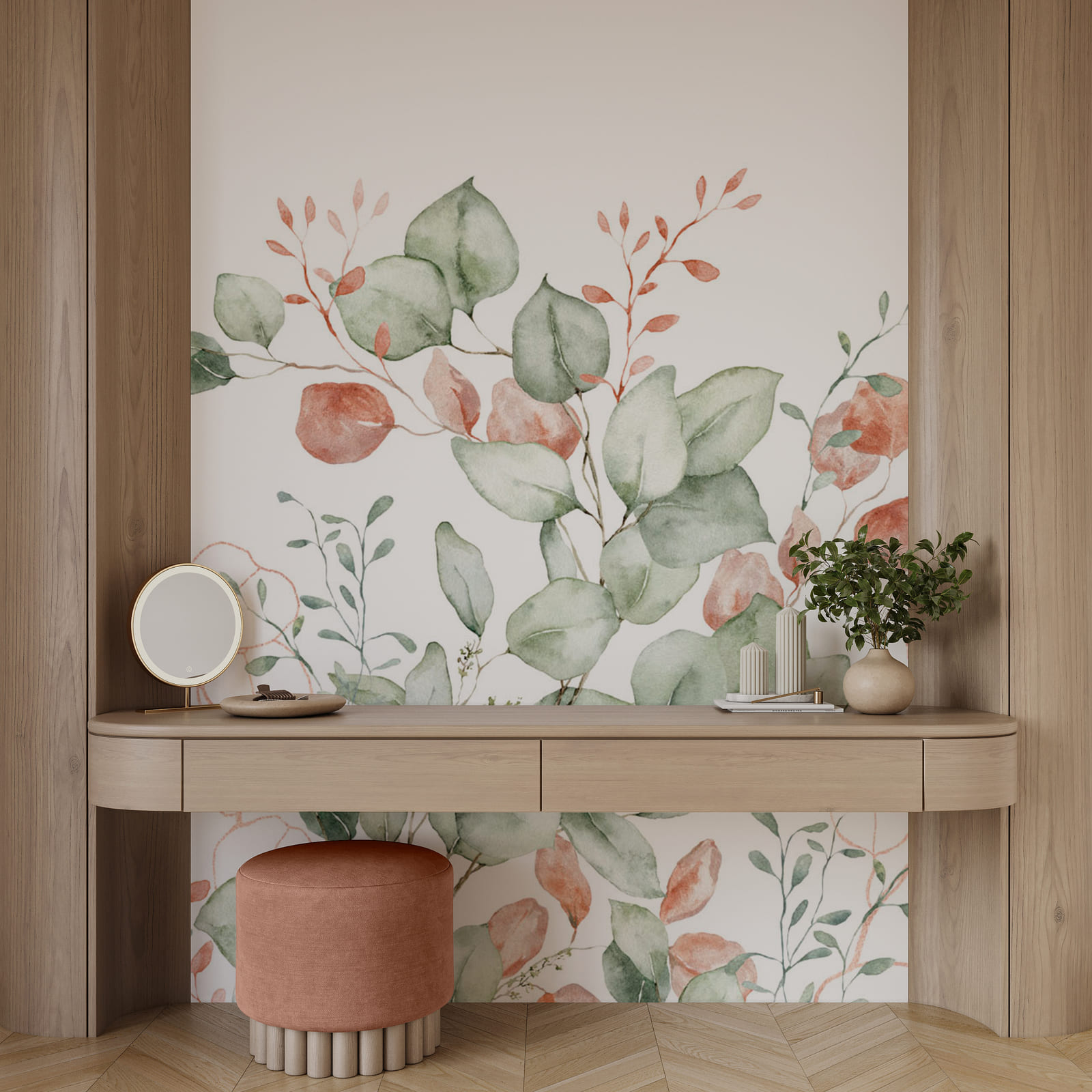 Pintura en acuarela de hojas y ramas Pintura en acuarela de hojas y ramas